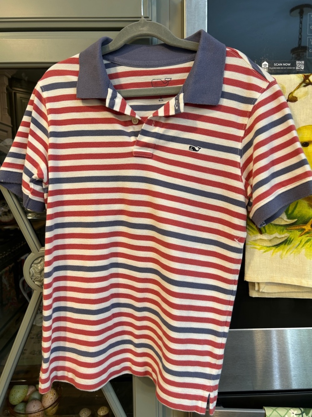 Vineyard Vines Red, Navy & White Striped Polo